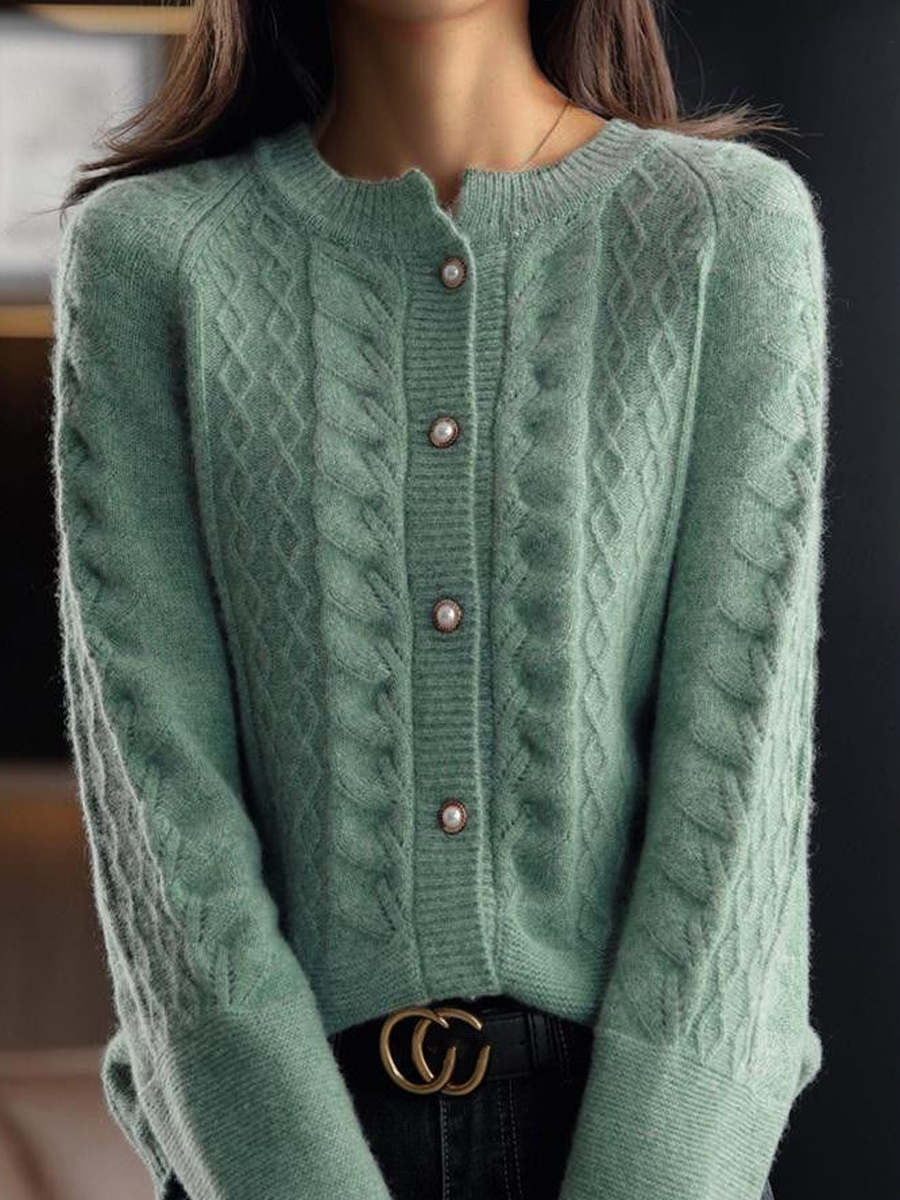 Lune London | Cardigan - Stand-up collar Jacquard cardigan