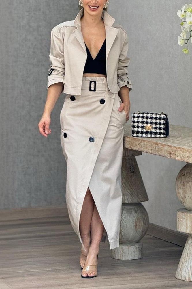 Lune London | Revers jacket & slit skirt two-piece set