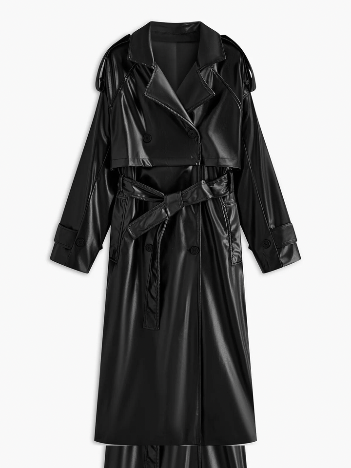 Lune London | Faux Leather Long Jacket
