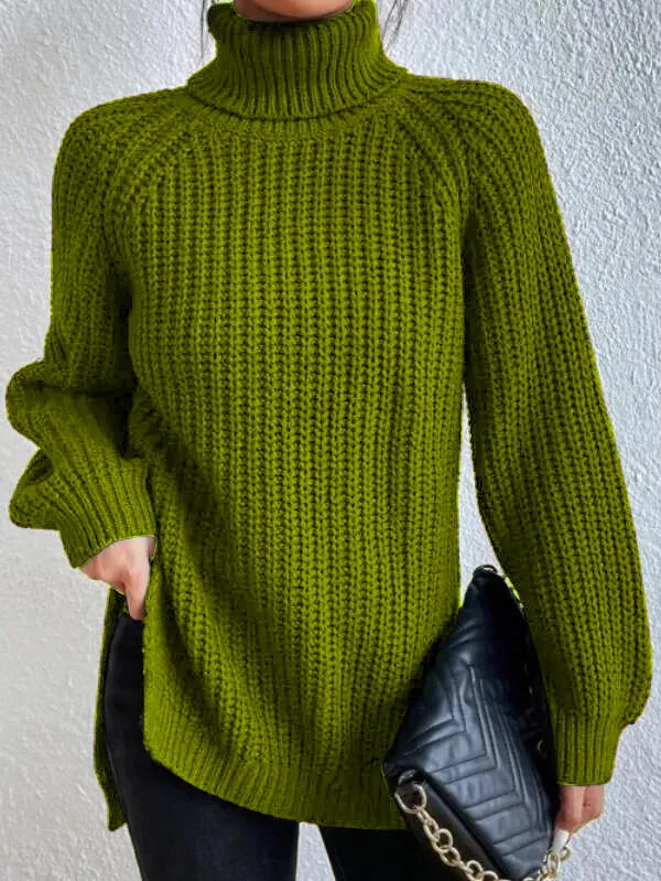 Lune London | turtleneck sweater with raglan sleeves and split hem