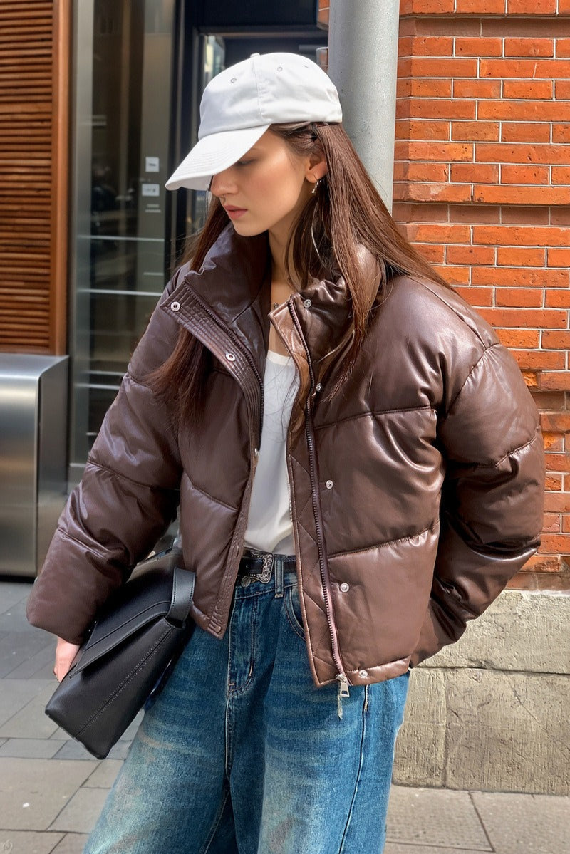 Lune London | Faux Leather Insulated Puffer Jacket