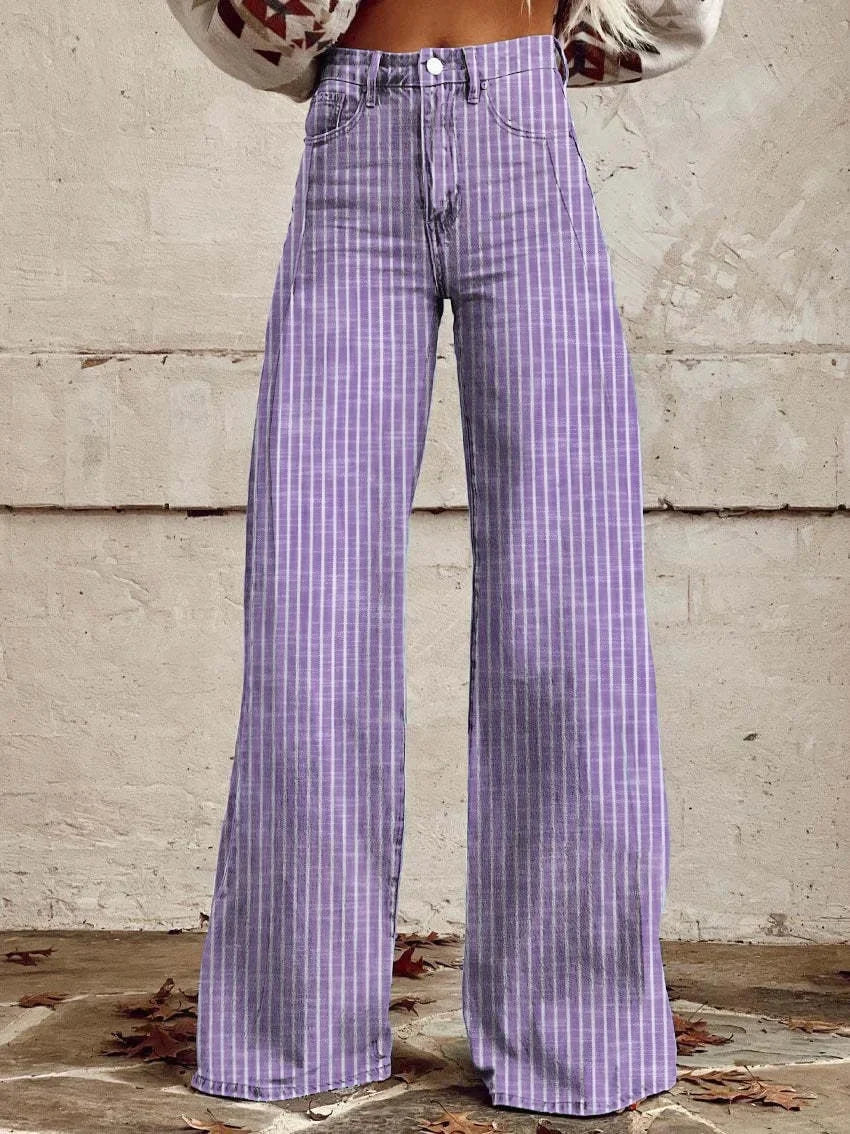 Lune London | Pantalon à rayures classique à jambes larges