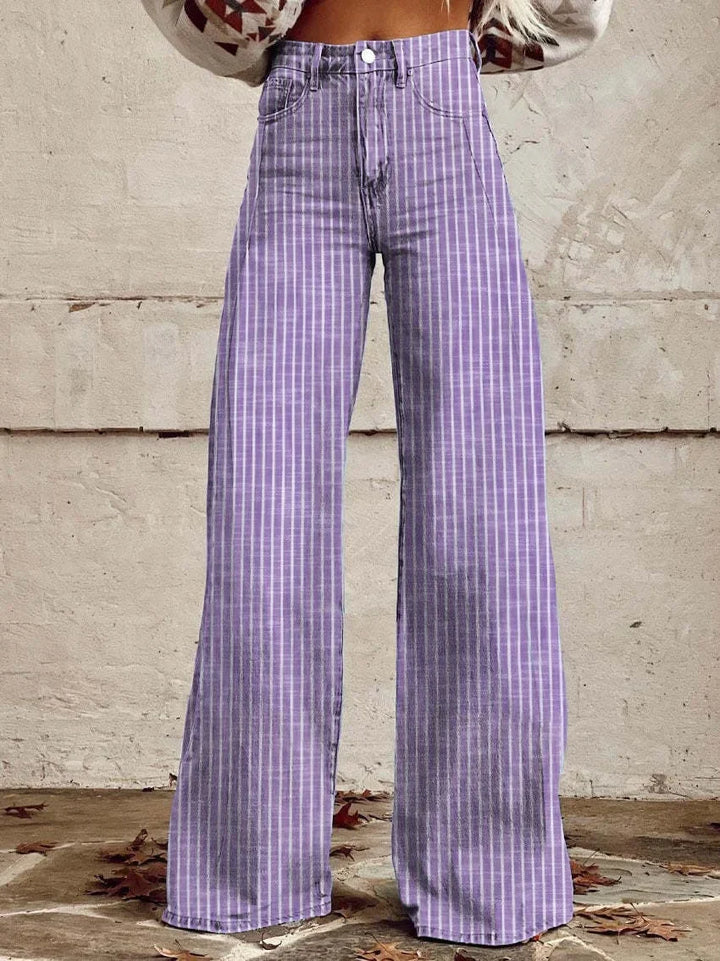 Lune London | Pantalon à rayures classique à jambes larges