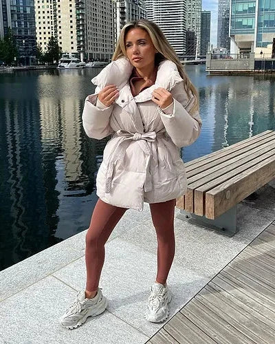 Lune London | Jacket with Belt for Women Warm Brown Jacket with Oversized Collar