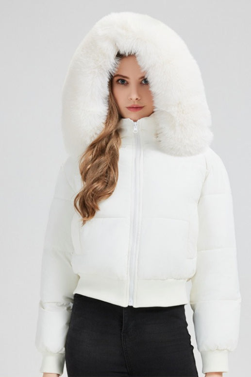 Lune London | Hooded jacket with faux fur collar