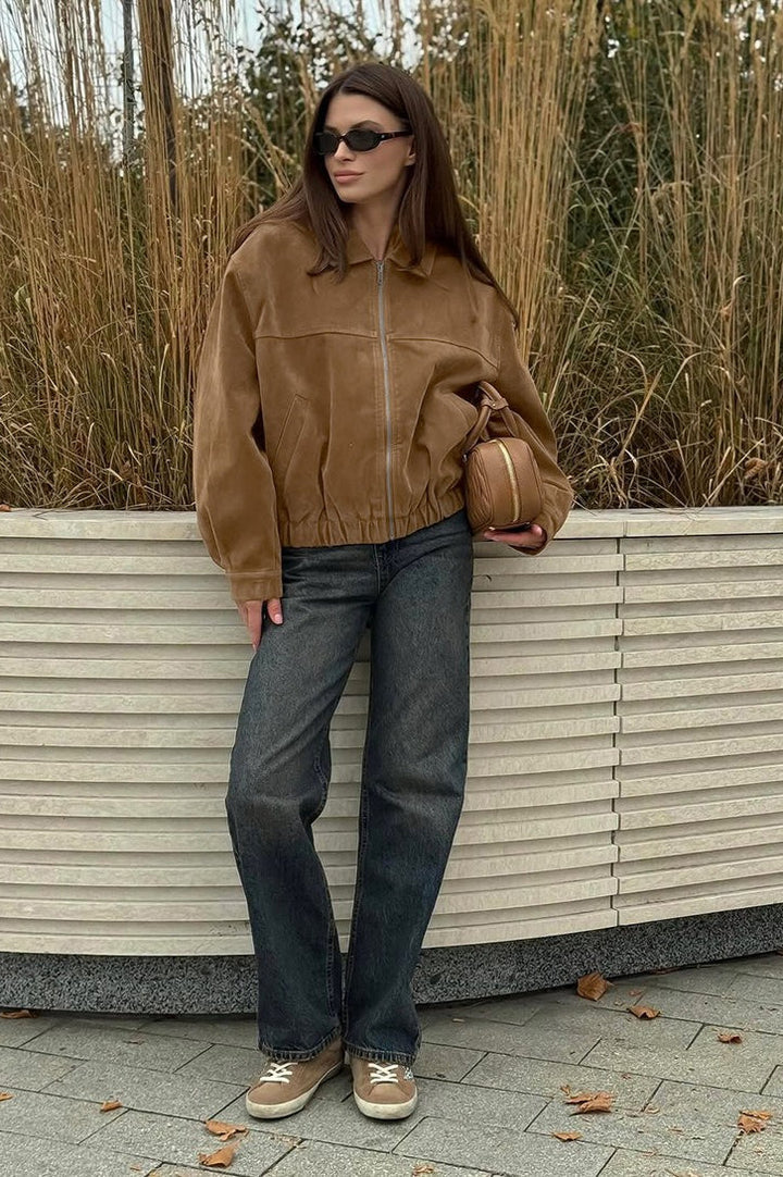 Lune London | Suede Zipper Front Relaxed Jacket