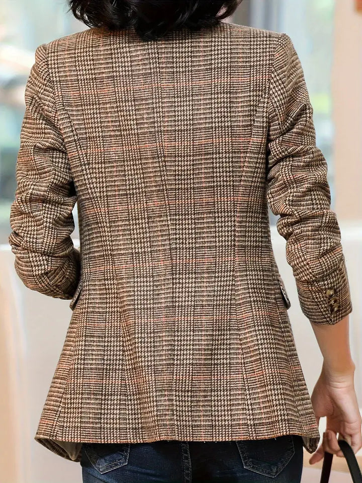 Lune London | Checked Blazer with Lapels and A Single Button