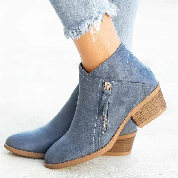 Lune London | Ankle boots - Soft suede - Side zipper - Comfortable low heel