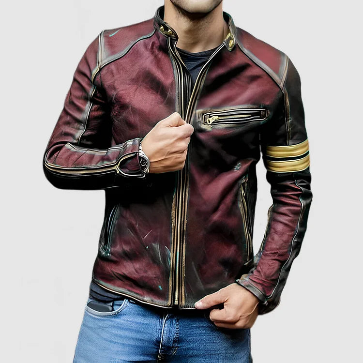 Chic und Stil | Stand Collar Color Block Biker Zip Up Jacket
