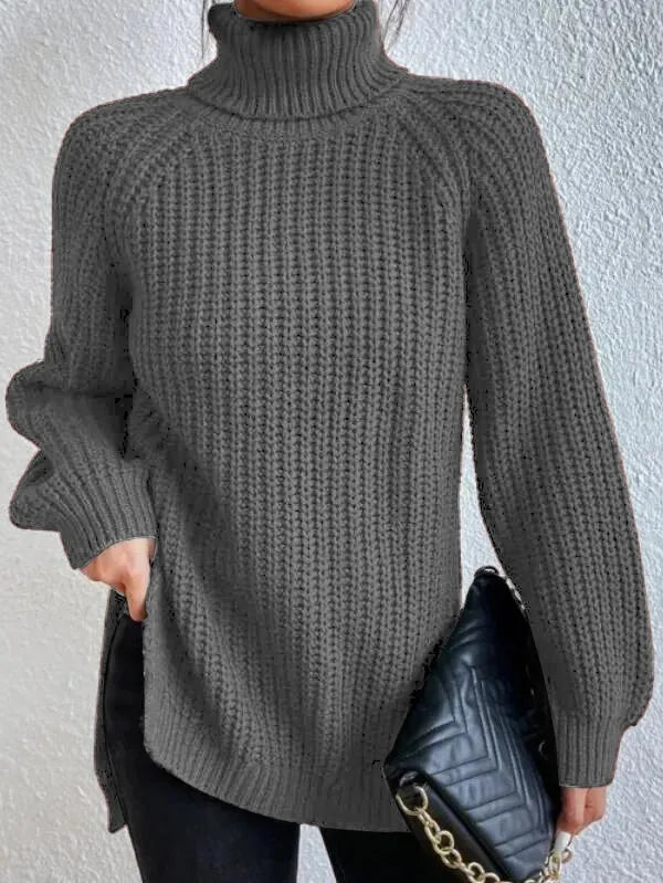Lune London | turtleneck sweater with raglan sleeves and split hem