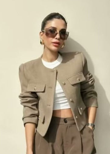 Lune London | Tweed cropped Jacket – Classic elegance with golden button accents