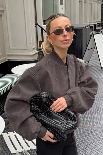 Lune London | Gray Suede Bomber Jacket