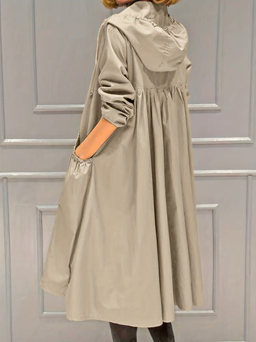 Lune London | Women's Casual Long Jacket with Hood and Zipper