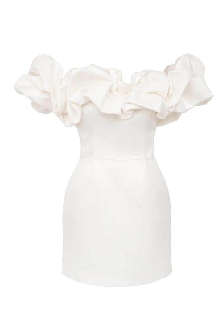 Lune London | Schulterfreies Minikleid mit Rüschen