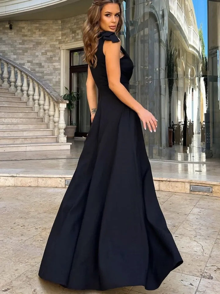 Lune London | Women's Maxi Dress with Cross V-Neck and Bow