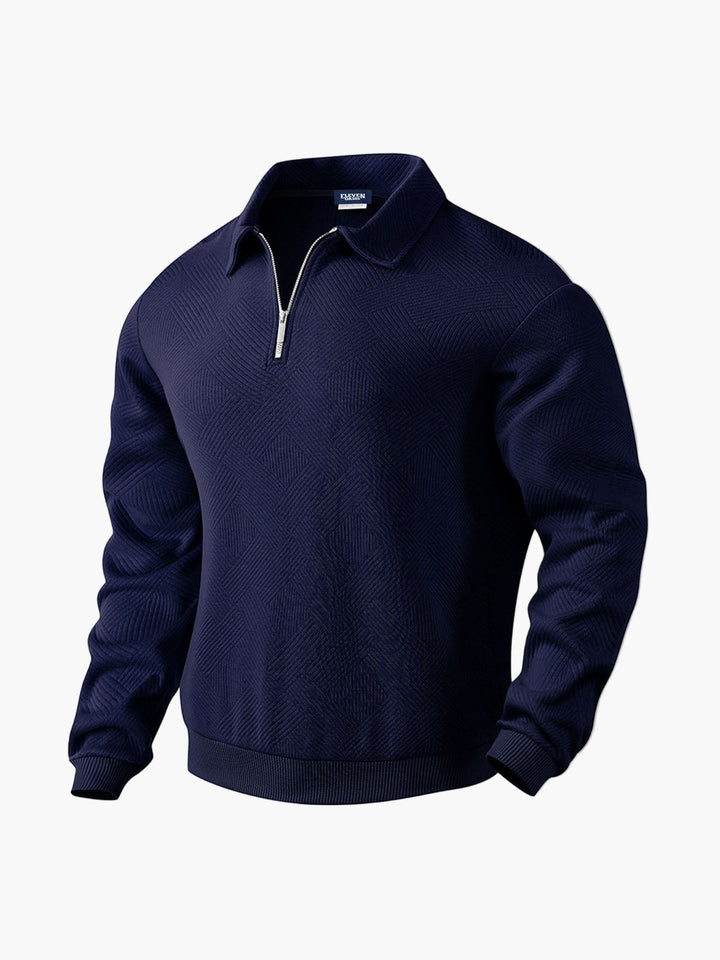 Lune London | Half zip sweater with textured pattern - Smart-casual style for everyday and office