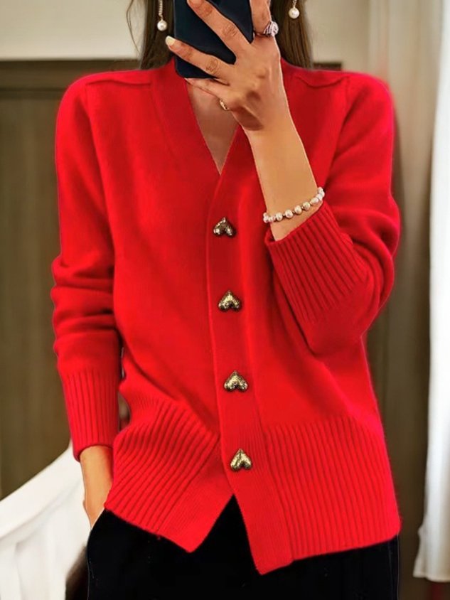 Lune London | Soft Cardigan with Golden Heart Buttons