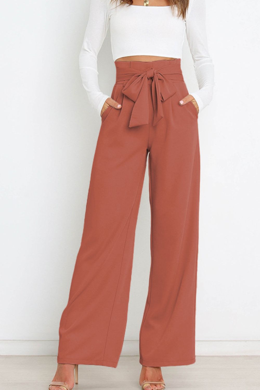 Lune London | High Waist Paperbag Pants with Bow Detail