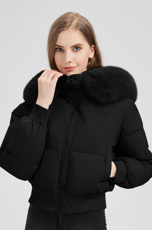 Lune London | Hooded jacket with faux fur collar