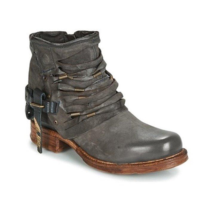 Lune London | Retro Ankle Boots with Block Heel and Zipper
