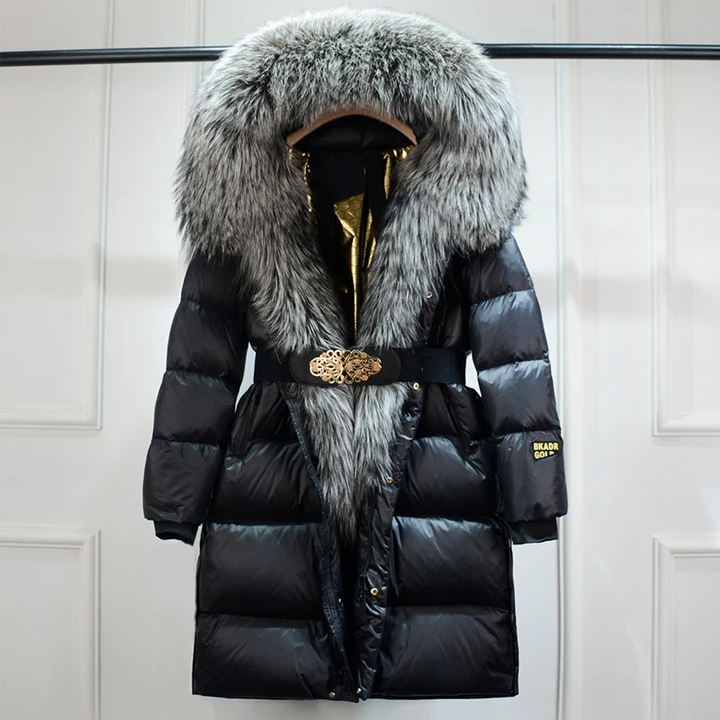 Women’s Puffer Coat with Faux Fur Collar & Belt – Warm & Stylish | Lune London
