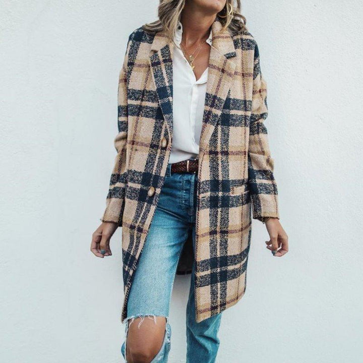 Lune London | Longer Coat - Classic Check Pattern - Wool Blend - Single-Breasted Cut