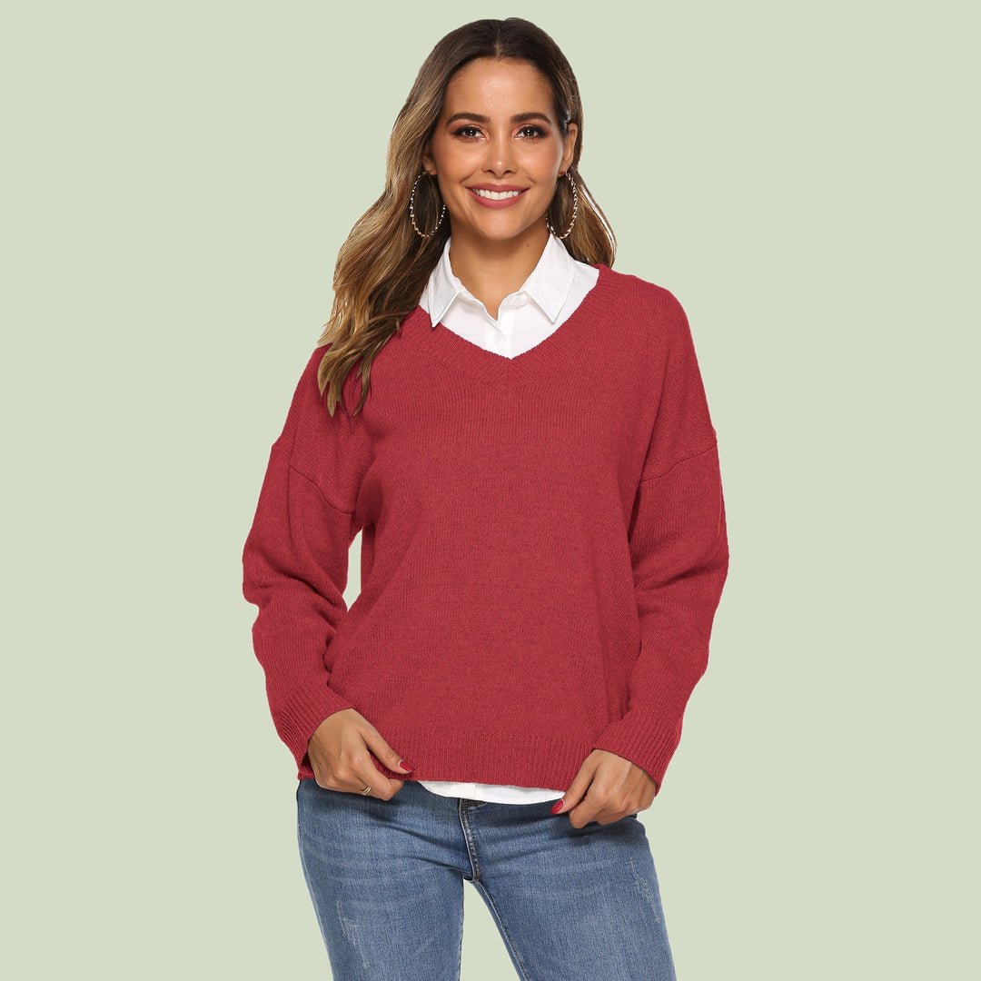 Lune London | Knit Sweater - V-Neck - Loose Fit - Long Sleeves - Soft and Comfortable