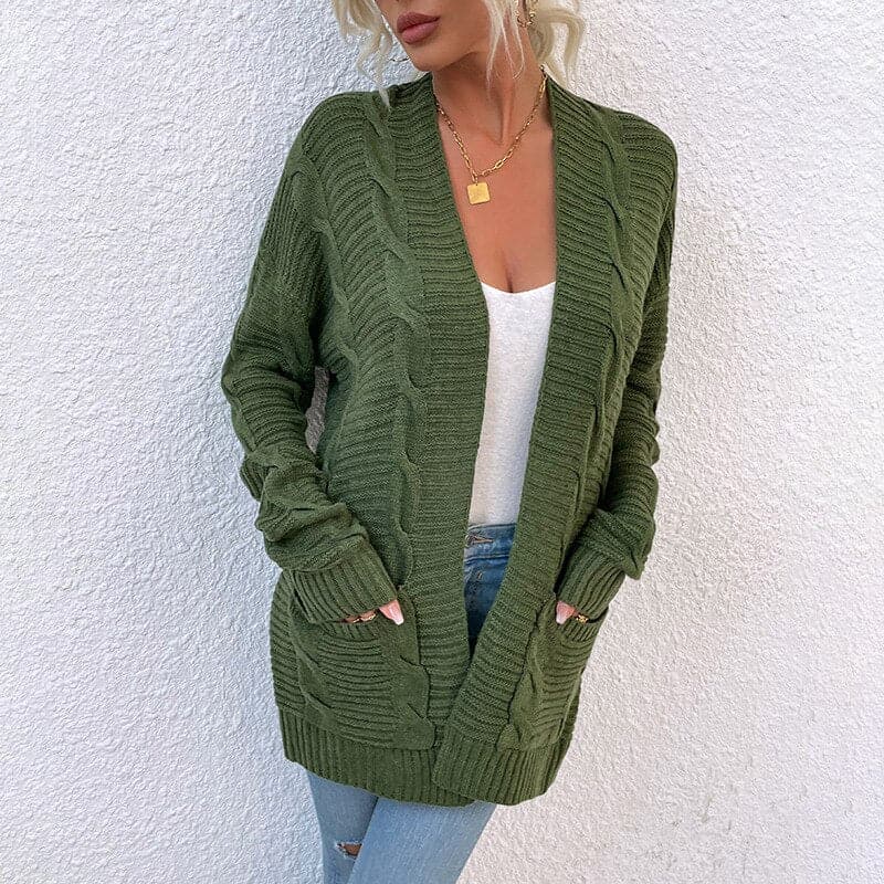 Lune London | Cardigan - Knit - Open Front - Loose Fit - With Pockets - Long Sleeve