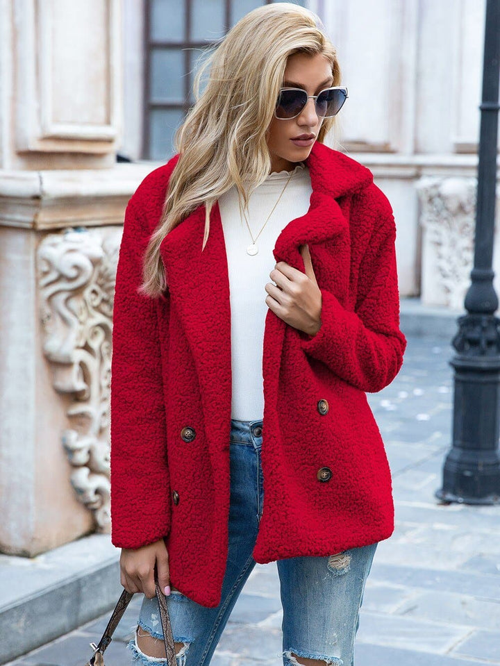Lune London | Fur Jacket - Double Button Placket - Soft & Warm Teddy Texture - Elegant Design