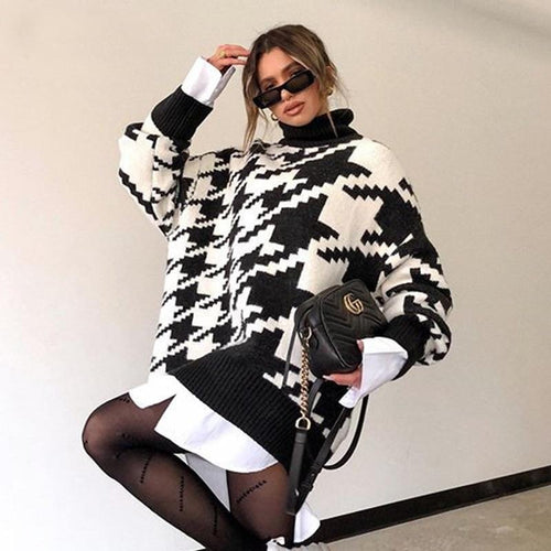 Lune London | Sweater - Plus Size Fit - Zigzag Pattern - Round Neck - Ribbed Edges