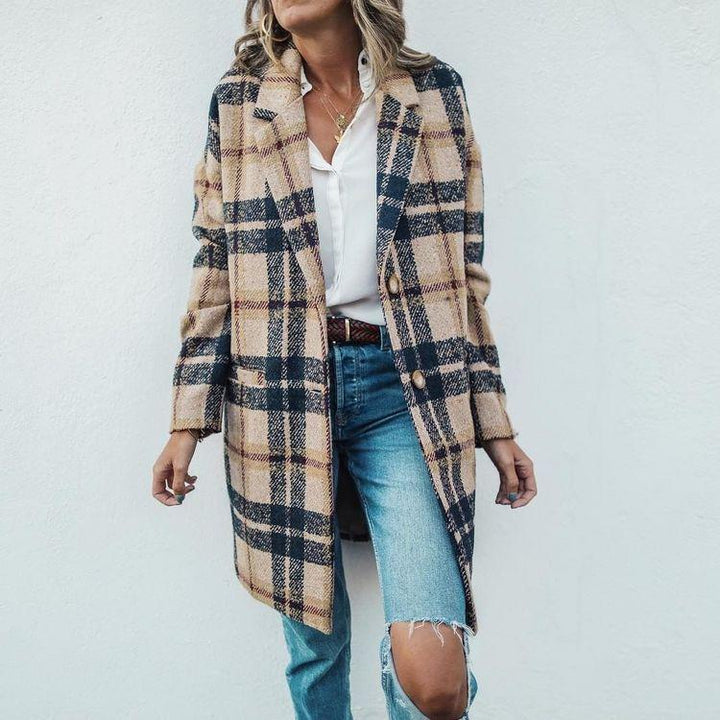Lune London | Longer Coat - Classic Check Pattern - Wool Blend - Single-Breasted Cut
