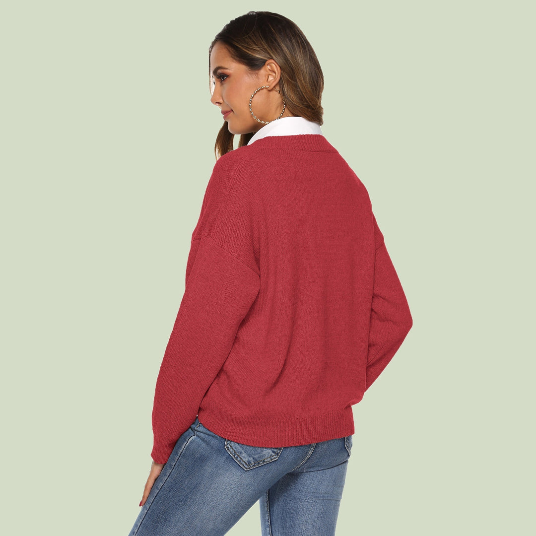 Lune London | Knit Sweater - V-Neck - Loose Fit - Long Sleeves - Soft and Comfortable
