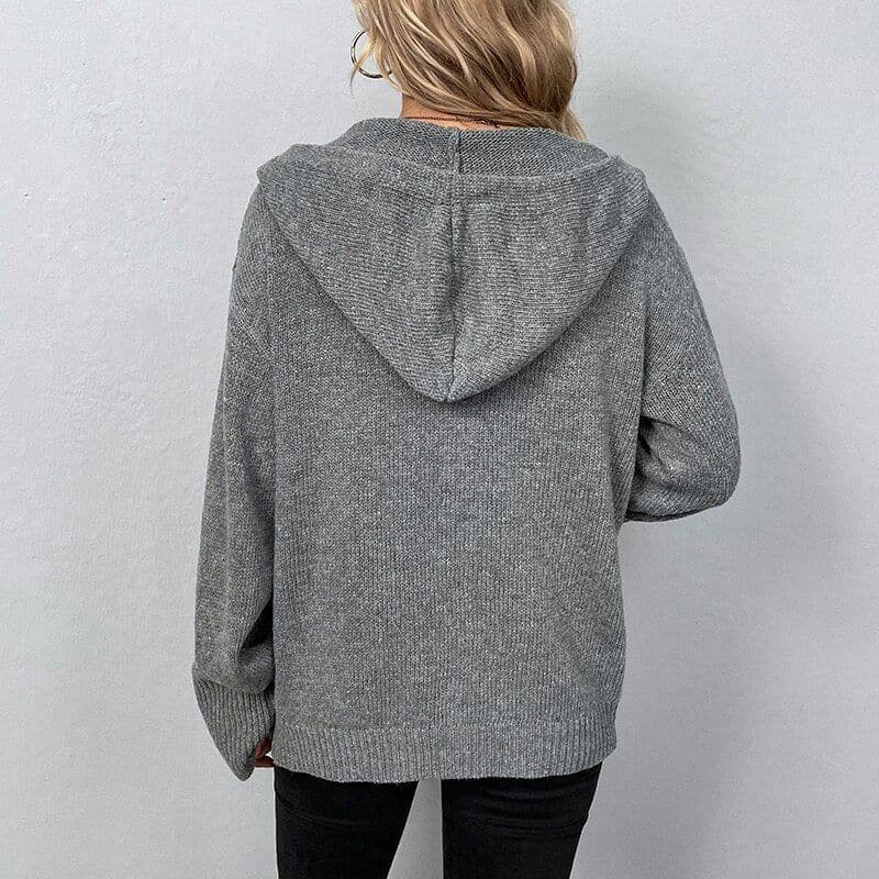 Lune London | Knit cardigan - soft and warm - with hood and button closure - loose fit