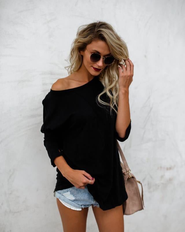T-shirt femme oversize avec coupe asymétrique et design décontracté Chic & Stil