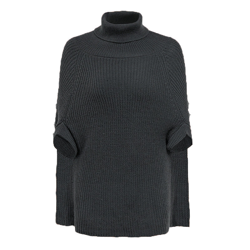 Knitted turtleneck sweater for women with exclusive crochet pattern Lune London