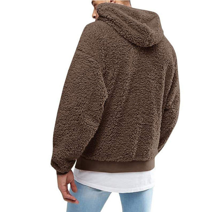 Men's Cozy Teddy Pullover with Hood and Elastic Band Lune London