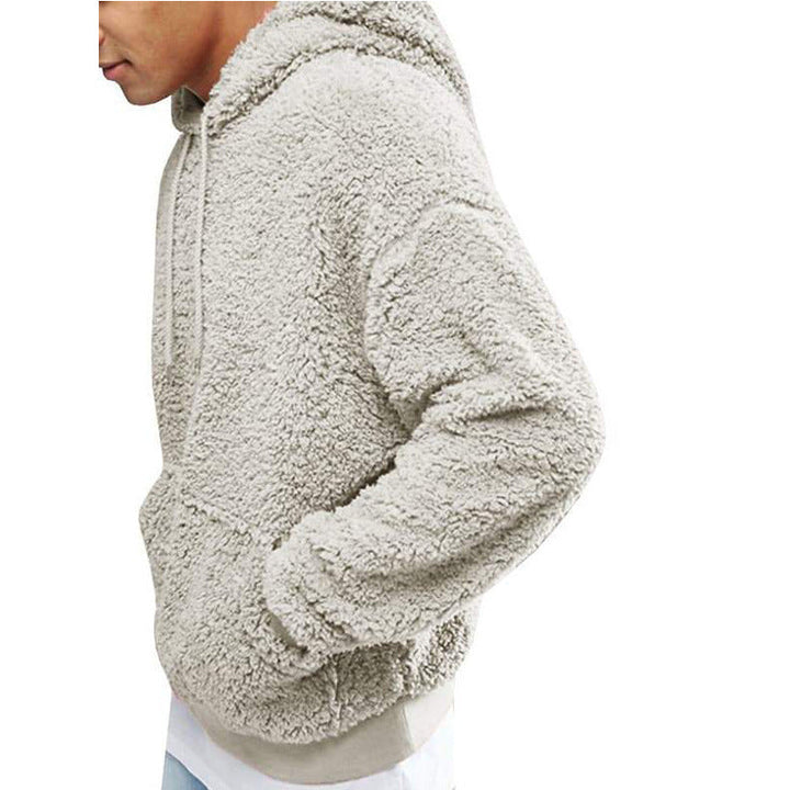 Men's Cozy Teddy Pullover with Hood and Elastic Band Lune London
