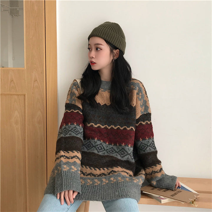 Pull en tricot épais pour femmes avec motif unique et coupe décontractée Chic & Stil