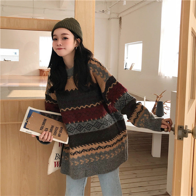 Pull en tricot épais pour femmes avec motif unique et coupe décontractée Chic & Stil