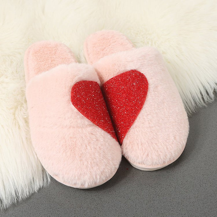 Women Soft Slippers with Sparkling Heart Design Lune London