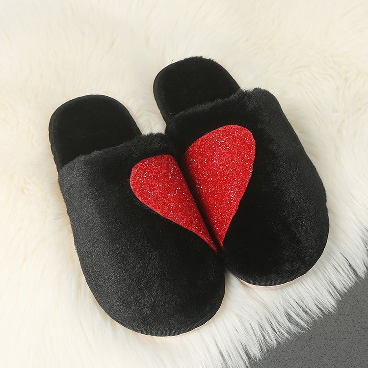 Women Soft Slippers with Sparkling Heart Design Lune London