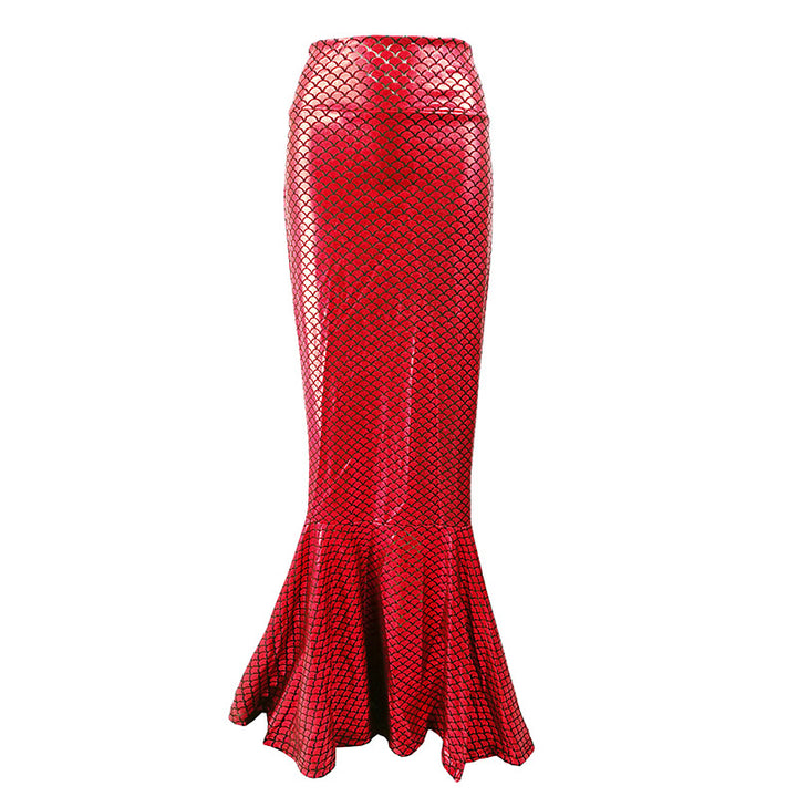 Women's mermaid skirt with shiny scale pattern and flared hem Lune London