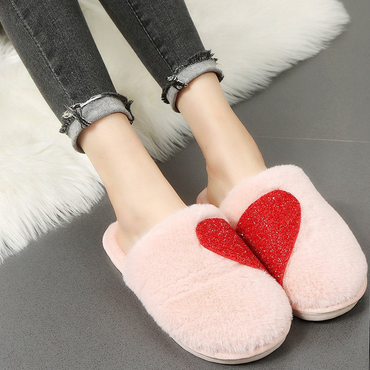 Women Soft Slippers with Sparkling Heart Design Lune London
