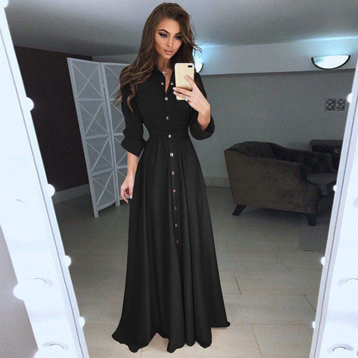 Long sleeve shirt dress for women with an adjustable belt and button closure Lune London