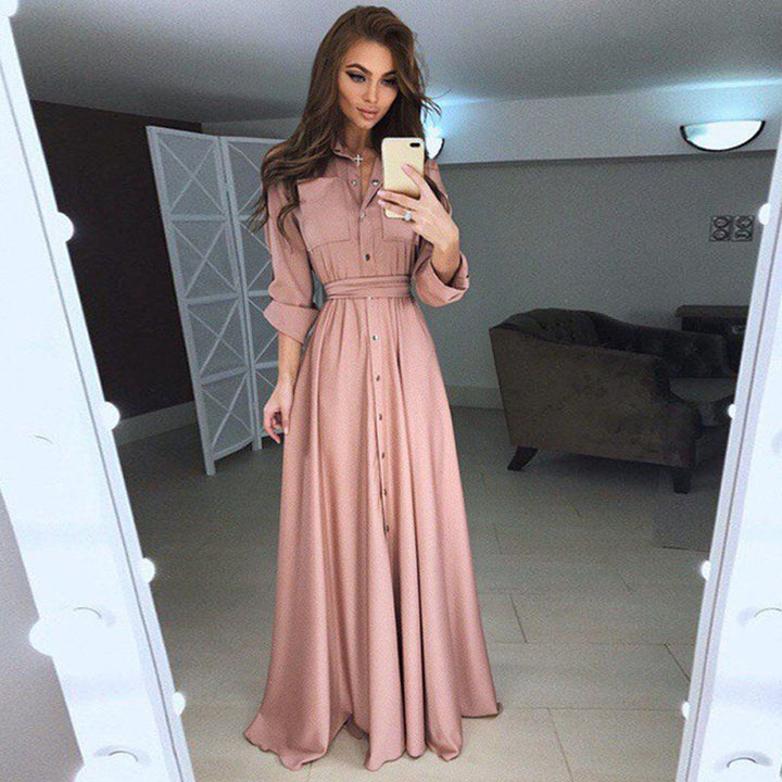 Long sleeve shirt dress for women with an adjustable belt and button closure Lune London