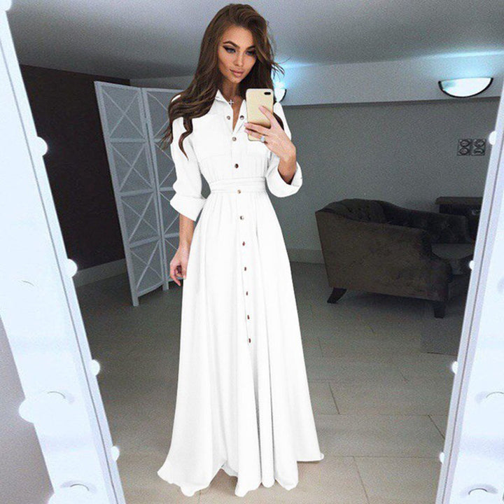 Long sleeve shirt dress for women with an adjustable belt and button closure Lune London