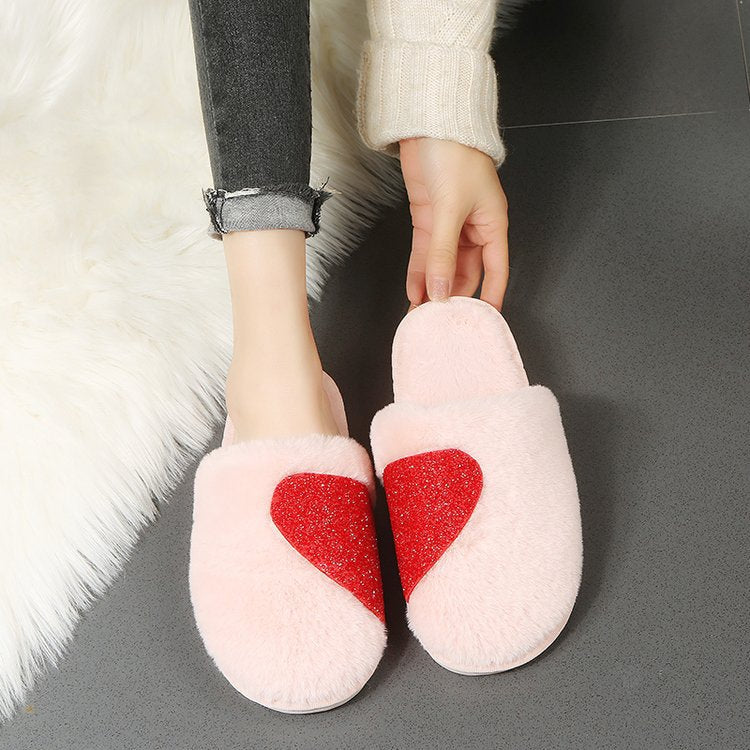 Women Soft Slippers with Sparkling Heart Design Lune London