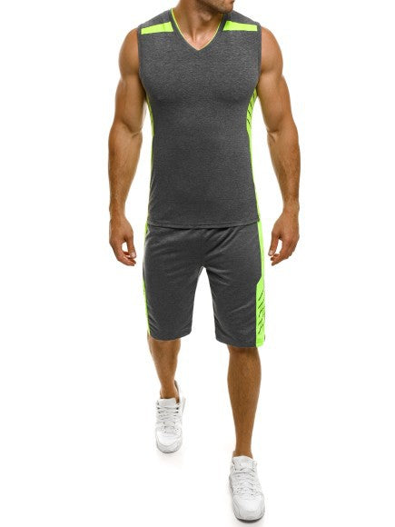 Men's Sports Tank Top with Modern Shorts, V-Neck and Functional Inserts Lune London