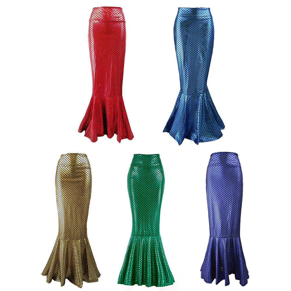 Women's mermaid skirt with shiny scale pattern and flared hem Lune London