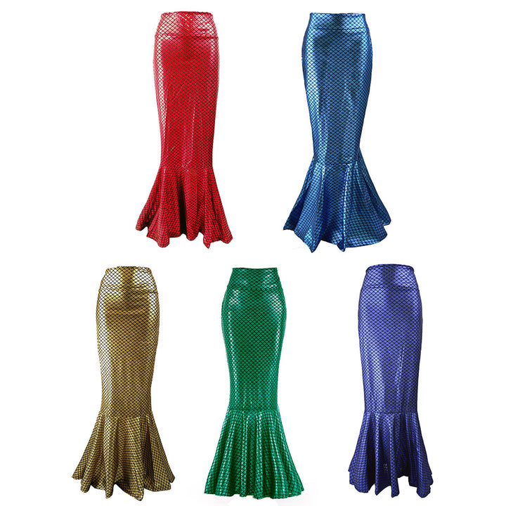 Women's mermaid skirt with shiny scale pattern and flared hem Lune London
